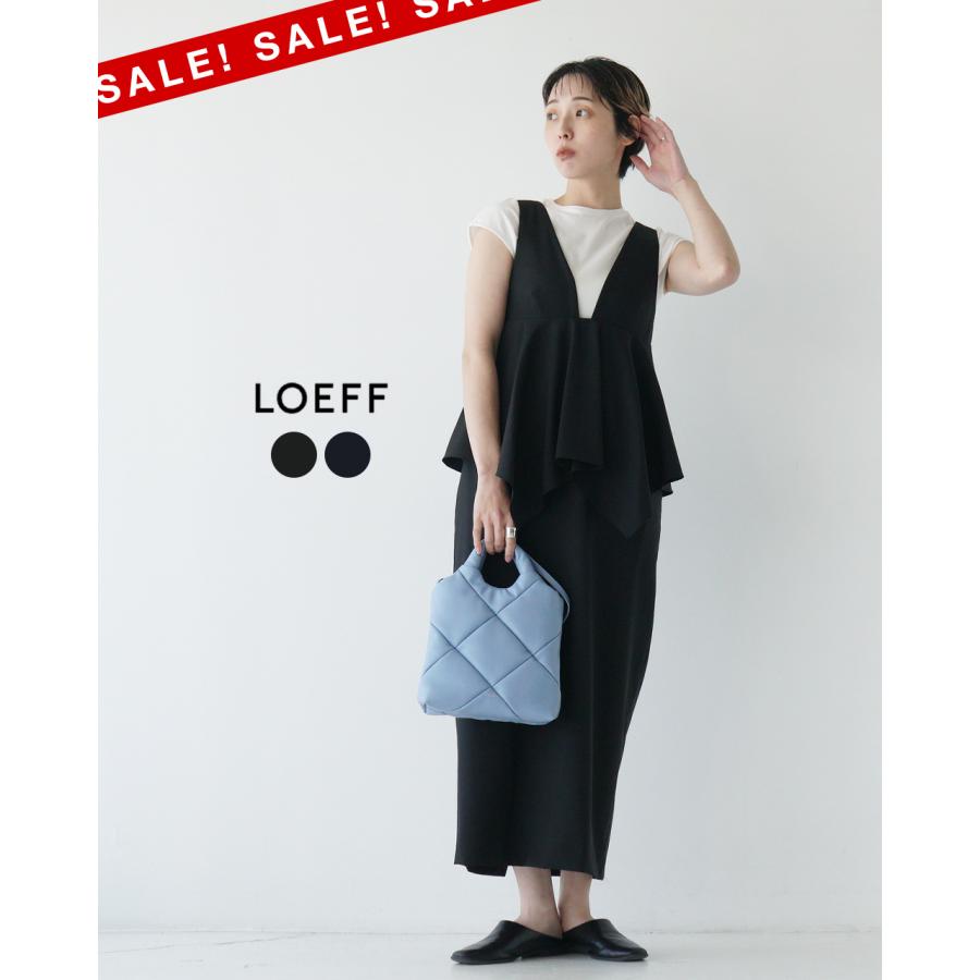 ●LOEFF WギャバVネックワンピース1グレーノースリーブロエフ SALE！50%OFF】LOEFF ロエフ エプロン ワンピース LF W GABA