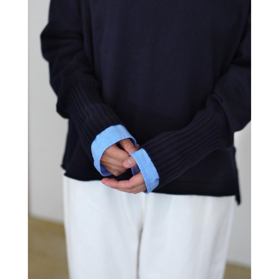 mao made（マオメイド） 異ゲージリブ クルーネック プルオーバー