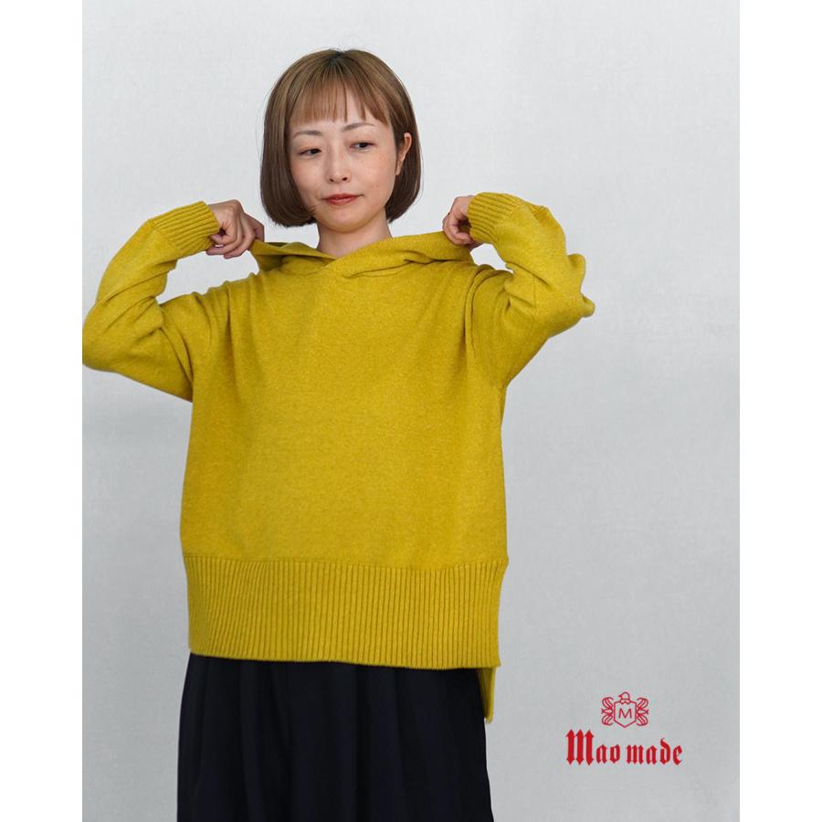 マオメイド maomade 異ゲージリブ ニットパーカー フード付き 長袖
