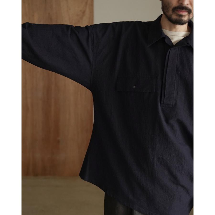 10月終了。マービンポンティアク　25aw ノーカラーシャツ　黒 マーヴィンポンティアックシャツメーカーズ Marvine Pontiak Shirt