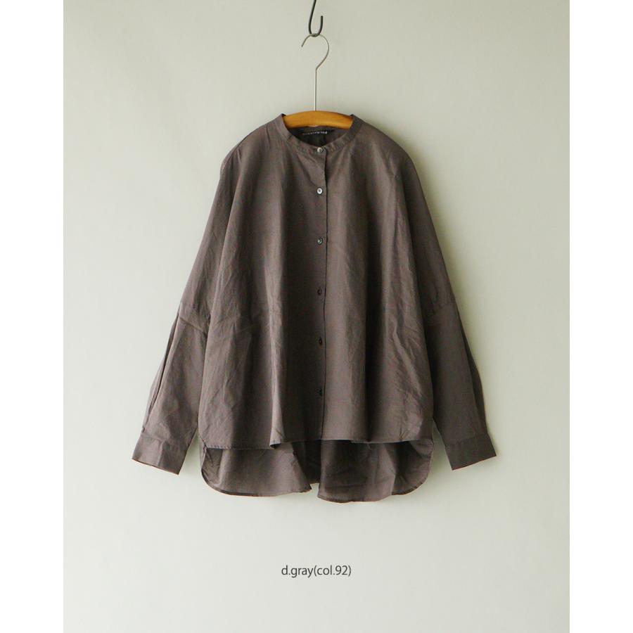 mizuiroind ミズイロインドバンドカラー バックギャザーワイドシャツ美品 mizuiroind（ミズイロインド） ブラウス バックギャザー ワイドシャツ