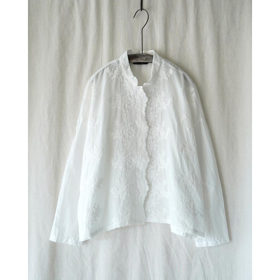 ミズイロインド　レースビッグブラウス 【美品】 mizuiroind ブラウス シャツ mizuiro ind レーススタンドカラー