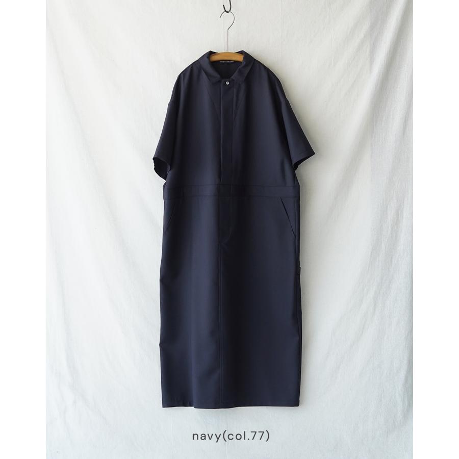 タグあり　mizuiro ind ペインターライクワンピース　半袖　ネイビー mizuiro ind (ミズイロインド) ペインターライクワンピース