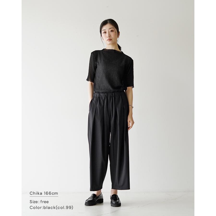 ミズイロインド mizuiro ind ウエスト タック ワイド パンツ waist tuck wide PT ネイビー グレー ブラック 紺 灰 黒 レディース 2024春夏 1-260044｜crouka｜05