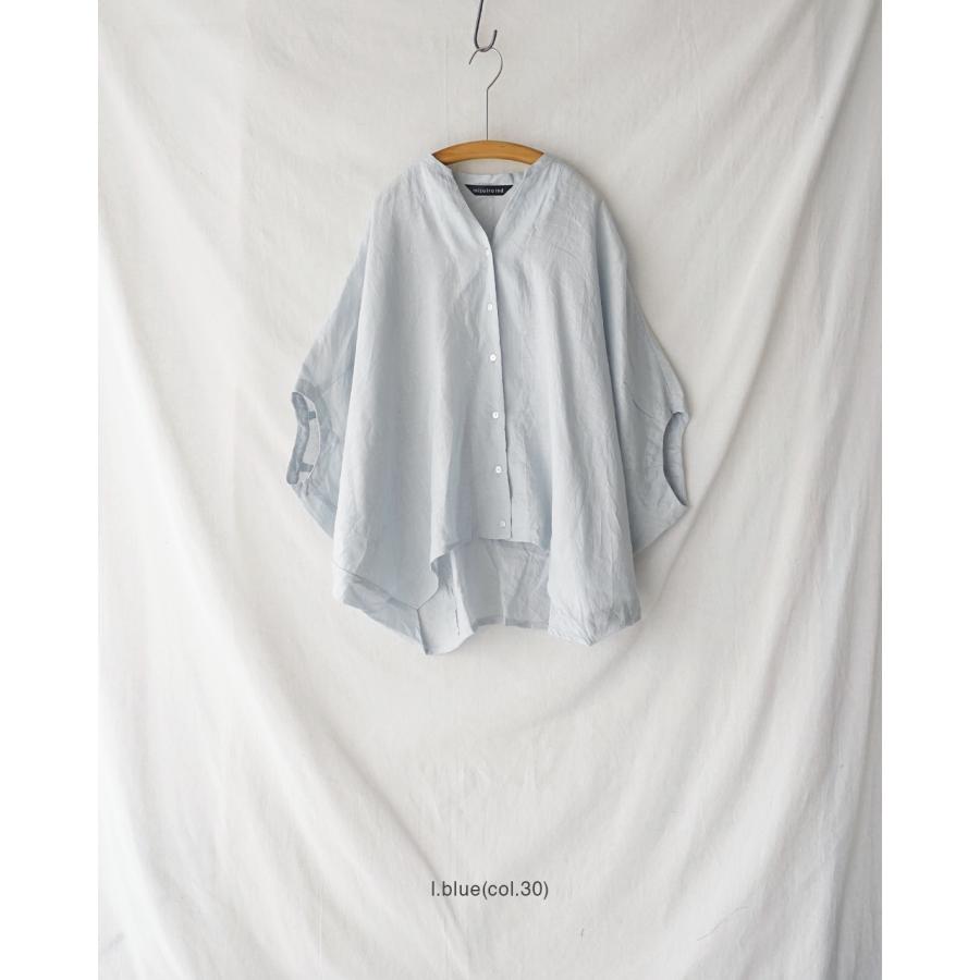 mizuiroind（ミズイロインド） シャツ リネン素材ノスタンドカラー