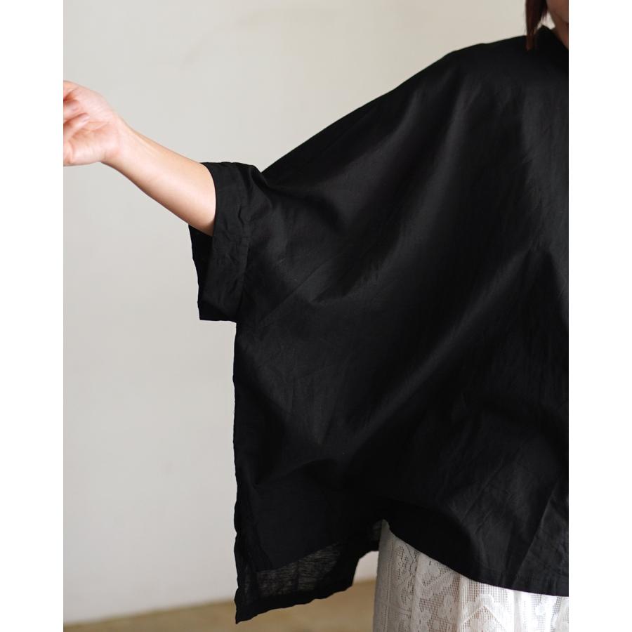 mizuiroind（ミズイロインド） シャツ コットンリネン スタンドカラー