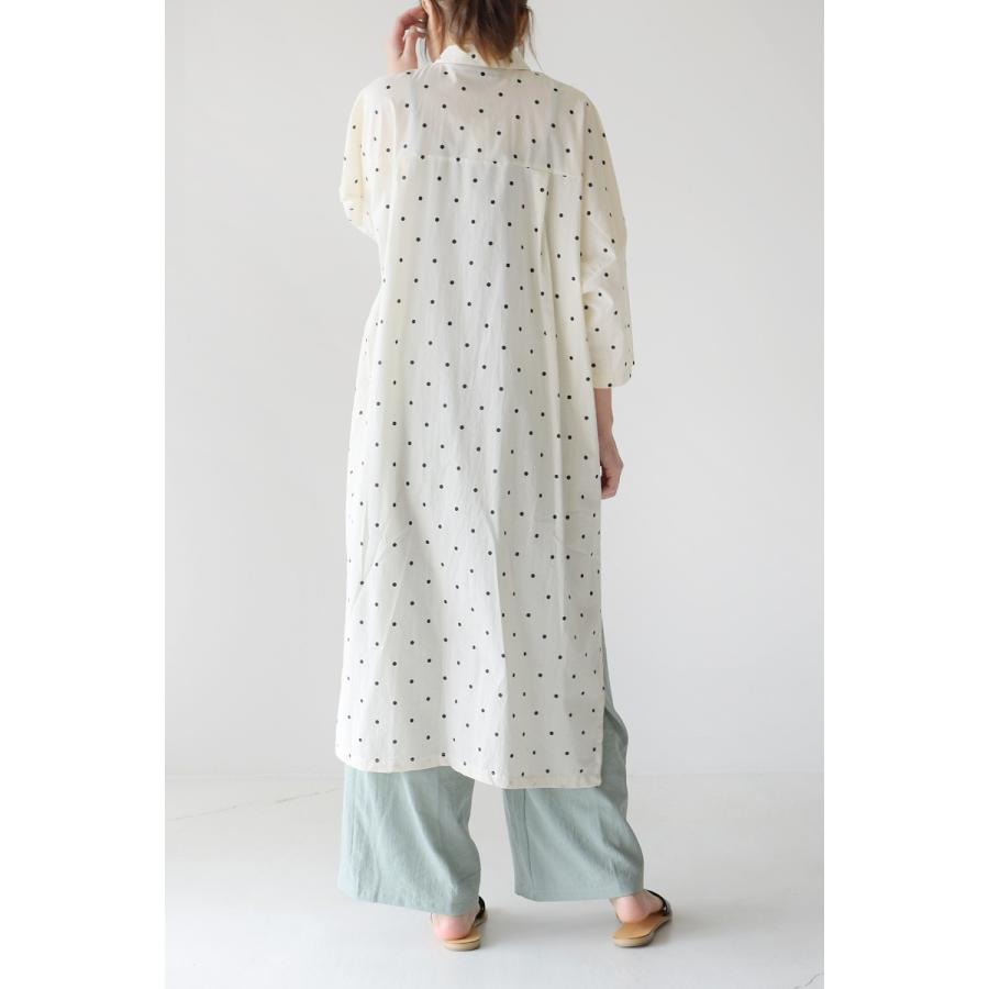 ミズイロインド mizuiro ind. ドットプリント ロング シャツ