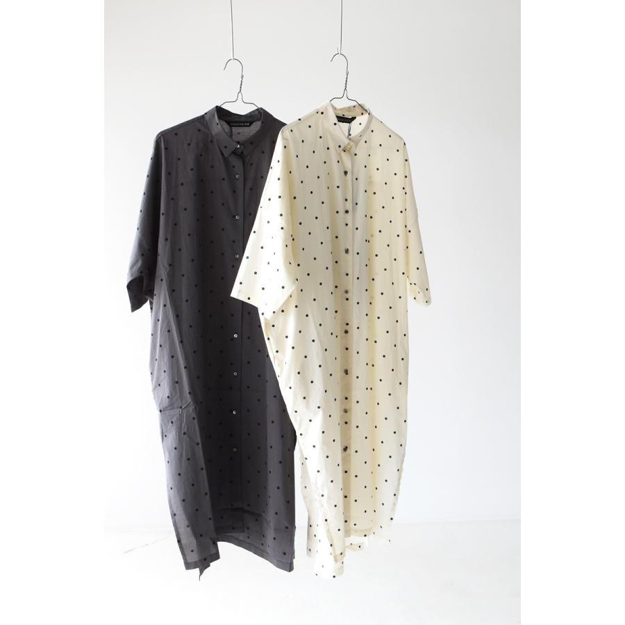 ミズイロインド mizuiro ind. ドットプリント ロング シャツ