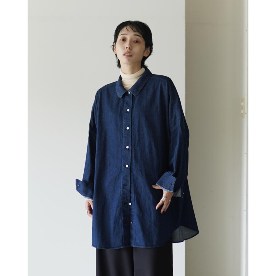 ミズイロインド mizuiro ind デニム ワイドシャツ denim wide shirt