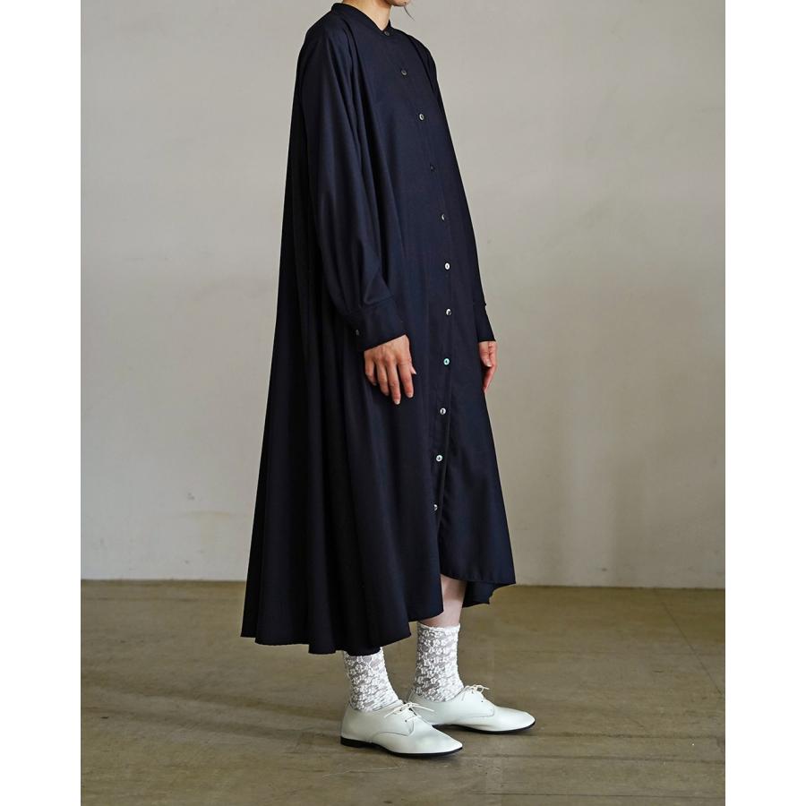 mizuiro ind. ミズイロインド フレア シャツ ワンピース　グレー 襟 ミズイロインド フレアシャツワンピース グレー mizuiro