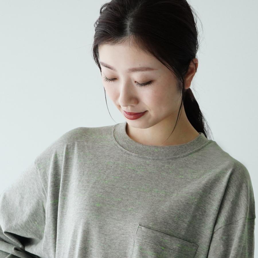 モクティ mocT ネオン ボーダー ロングスリーブ クルーネック ポケット