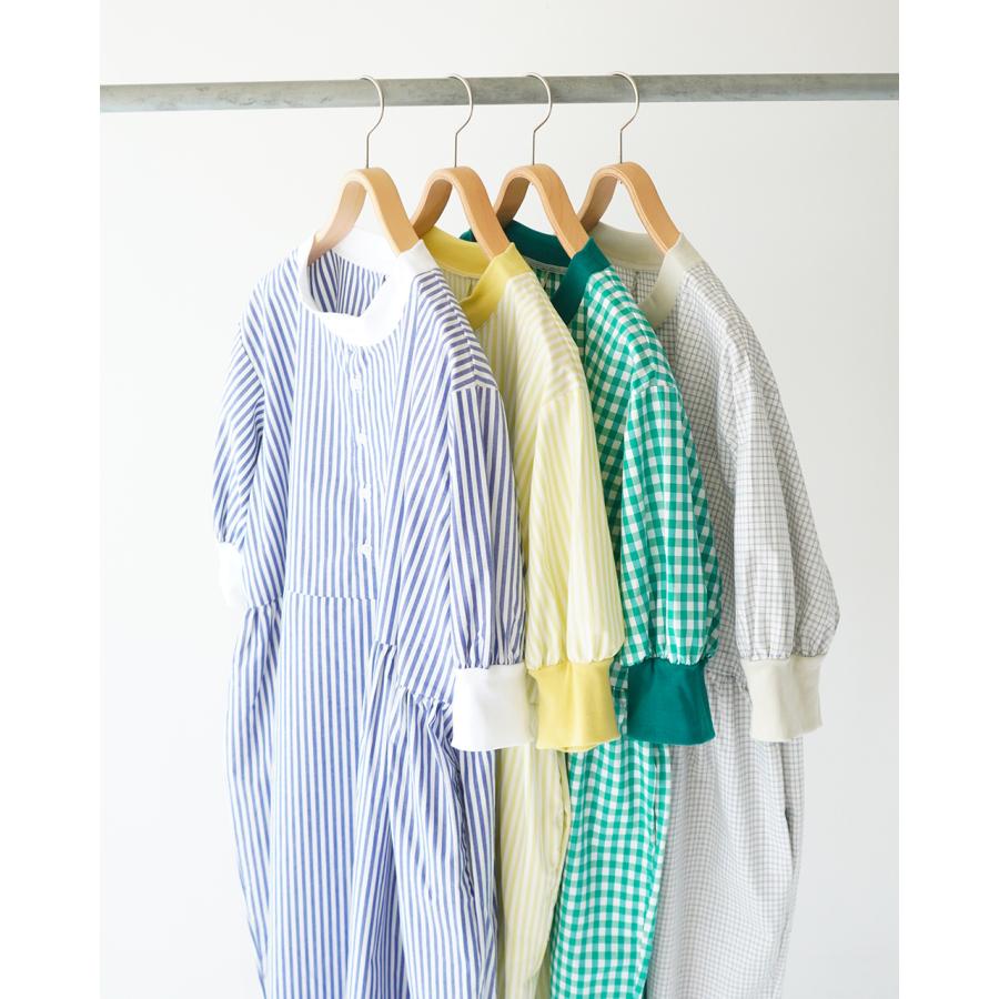 SALE！ナル NARU ワンピース 綿麻タイプライターチェック & ストライプ