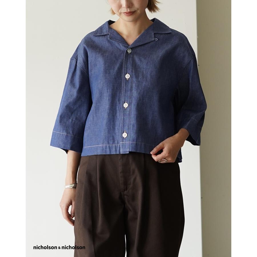 美品 NICO. ニコルソン&ニコルソン リネン半袖バルーンブラウス 麻100% レディース NICO,nicholson&nicholson ニコ ニコルソンアンド