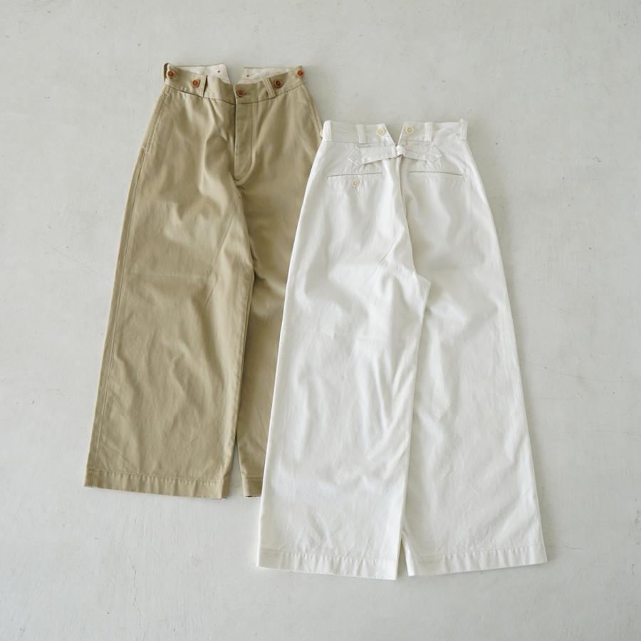 Nigel Cabourn ワイドチノパンツ ホワイト ナイジェル・ケーボン】WOMAN / ワイドチノパンツ / WIDE CHINO