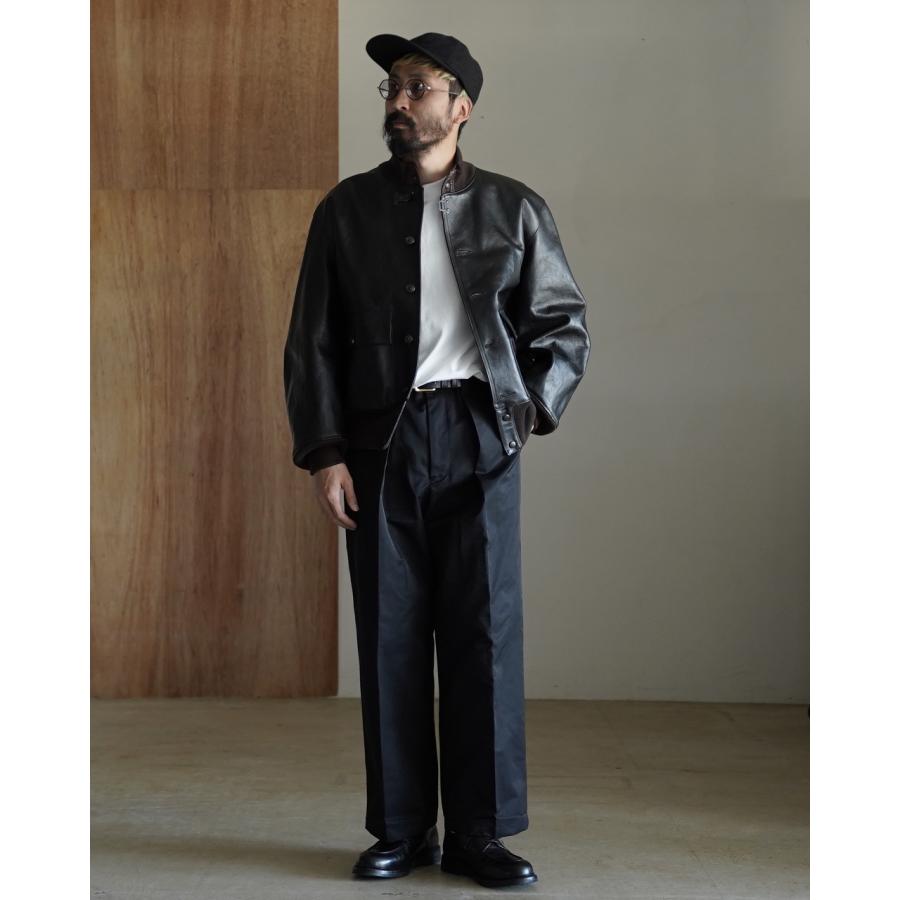 ナイジェルケーボン レザー ブルゾン ジャケット ネイビー 50 XL ウール NIGEL CABOURN ナイジェルケーボン Nigel Cabourn ジャケット A