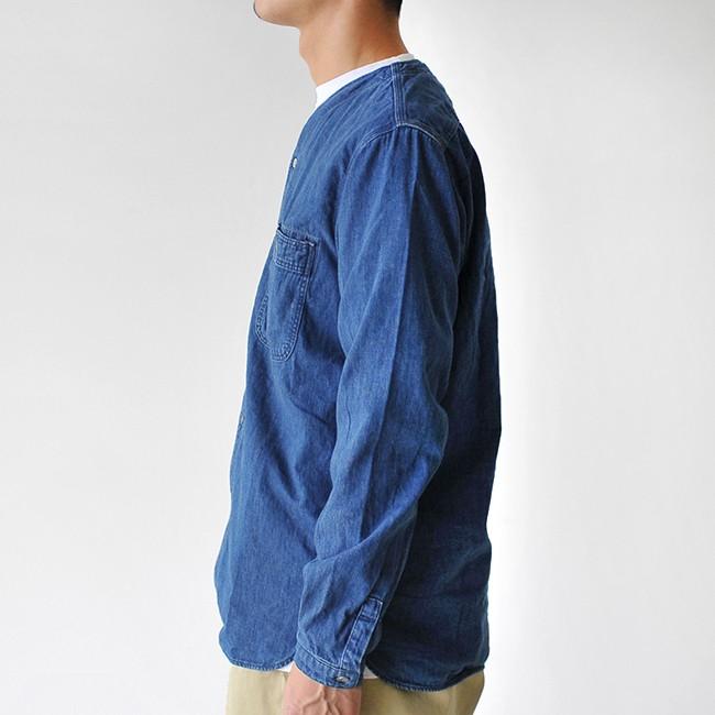 売り尽くしセール オアスロウ Orslow No Callar Denim Shirt ノーカラー デニムシャツ デニムユーズド 01 8073 95 クーポン対象外 送料無料 圧倒的高評価 Karmagazine Net