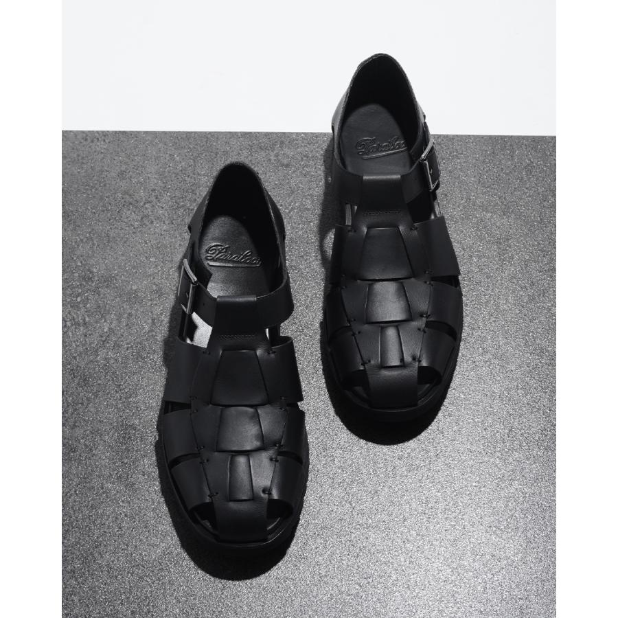 パラブーツ Paraboot PACIFIC レザーグルカサンダル パシフィック 定番 フラット ベルトサンダル ブラック 123312の画像