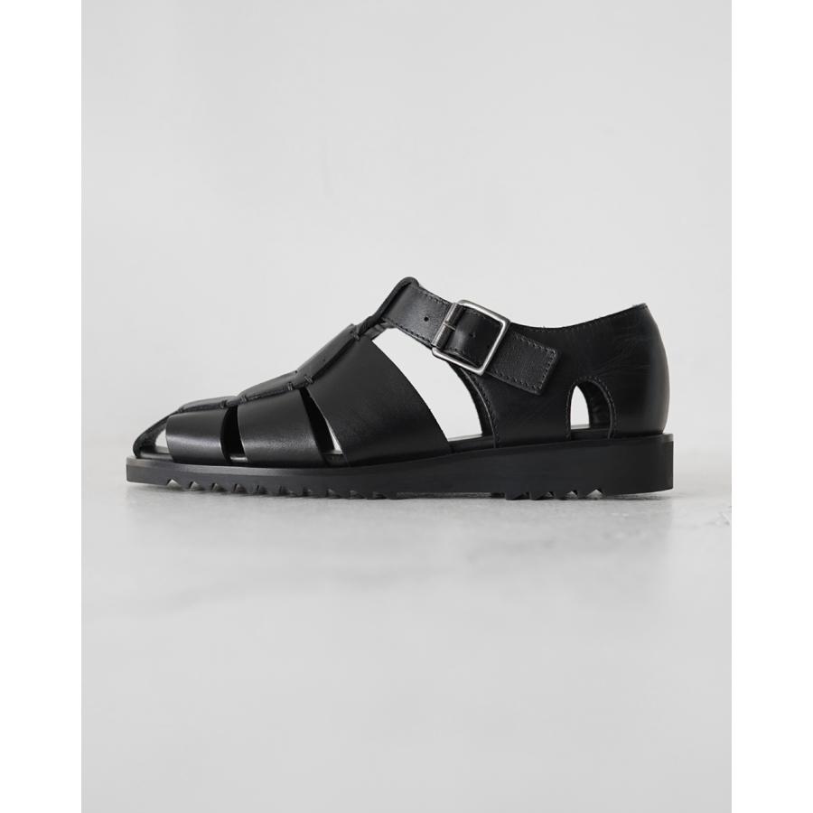 パラブーツ Paraboot PACIFIC レザーグルカサンダル パシフィック 定番 フラット ベルトサンダル ブラック 123312の画像