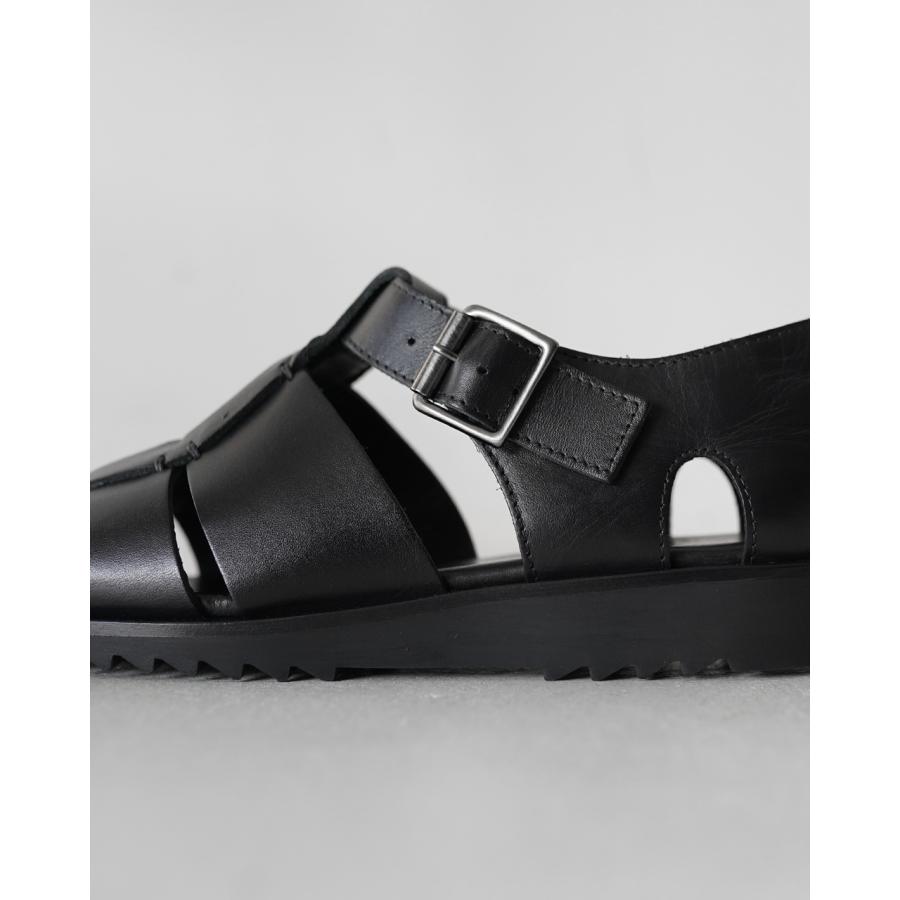 パラブーツ Paraboot PACIFIC レザーグルカサンダル パシフィック 定番 フラット ベルトサンダル ブラック 123312の画像