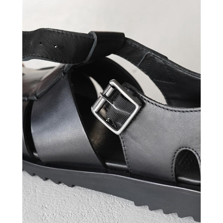 パラブーツ Paraboot PACIFIC レザーグルカサンダル パシフィック 定番 フラット ベルトサンダル ブラック 123312の画像