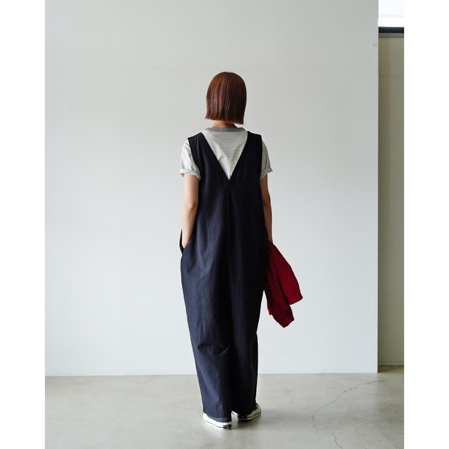 prit（プリット） 綿麻ストレッチ Vネックオールインワン レディース 