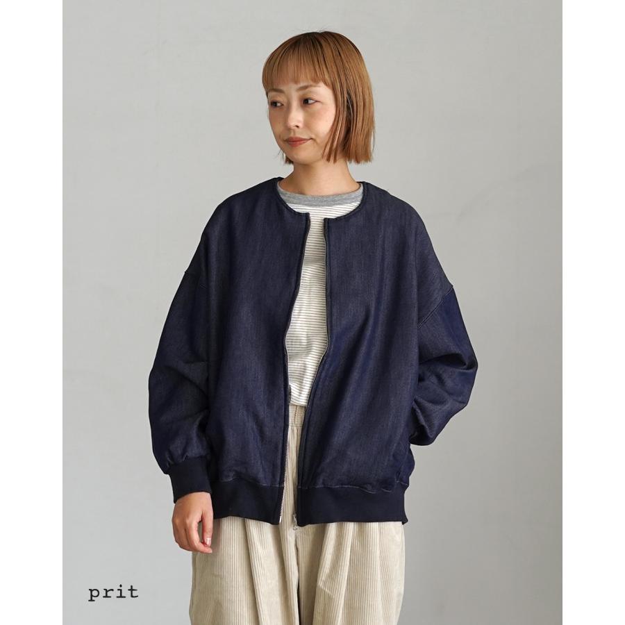 prit ニットデニム ZIPブルゾン prit（プリット） アウター ニットデニム ZIPブルゾン P80602 : Crouka