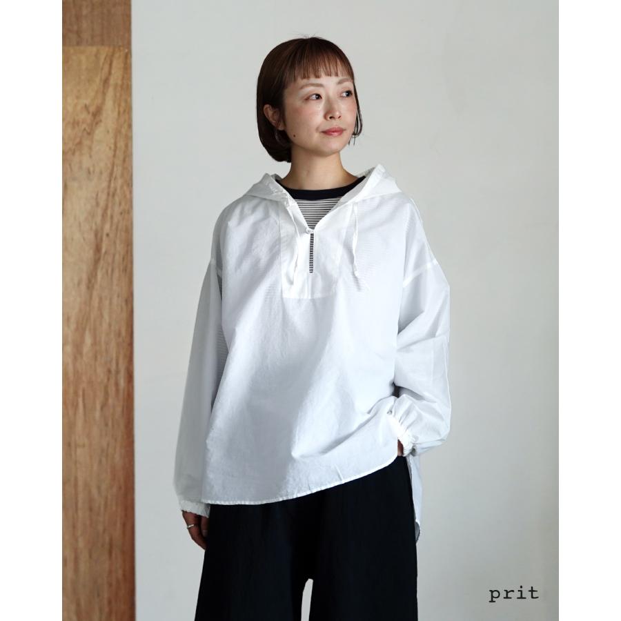 prit（プリット） エアリーコットン フードプルオーバーシャツ