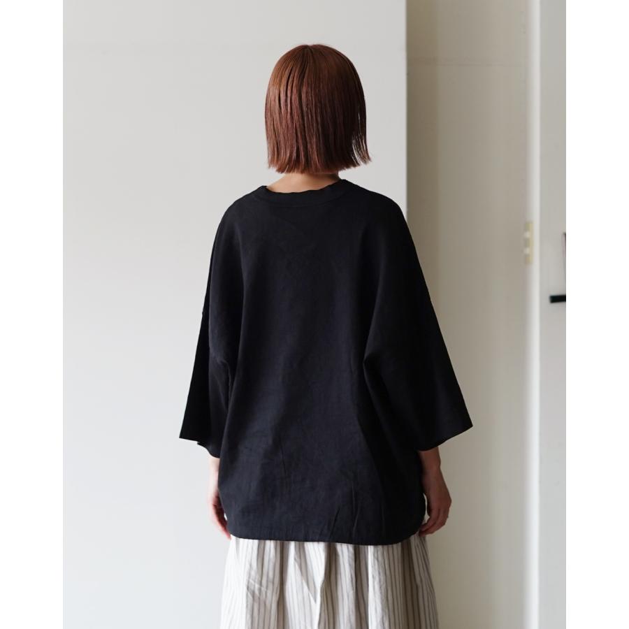 prit（プリット） プルオーバー リネンレーヨンストレッチ7分袖裾ヒモ 