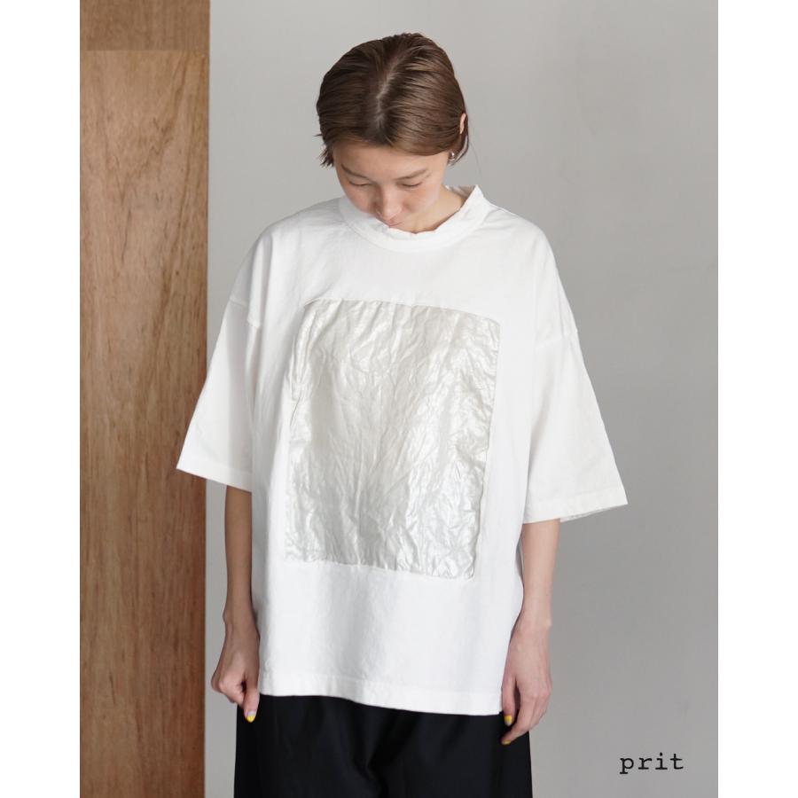 prit（プリット） prit Tシャツ 17/1空紡天竺x40 1リネン箔プリント5分