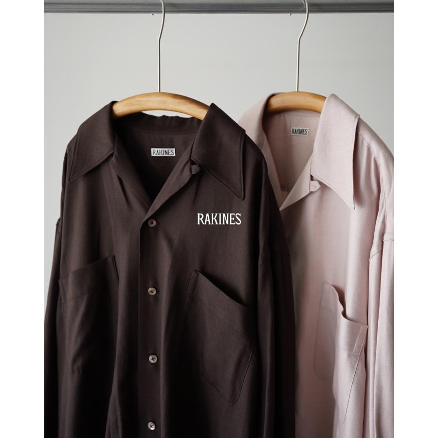 RAKINES シャツ Mサイズ ブラウン COMOLI ラキネス RAKINES（ラキネス） プルオーバーシャツ レーヨン×リネン