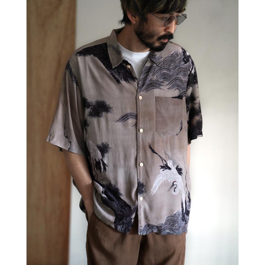 レミレリーフ REMI RELIEF シャツ 鶴柄アロハシャツ メンズ RN30389013 mcpn10の画像