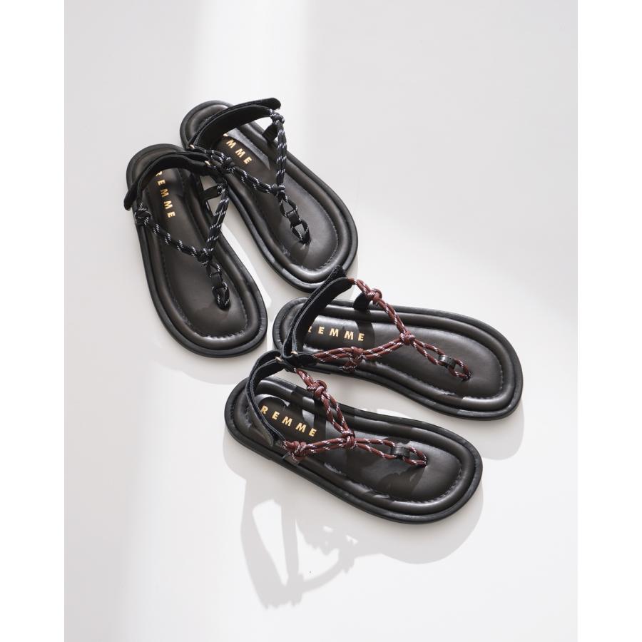 REMME ブラックレザー トングサンダル アウトレット！レメ REMME サンダル トングサンダル SANDAL バック