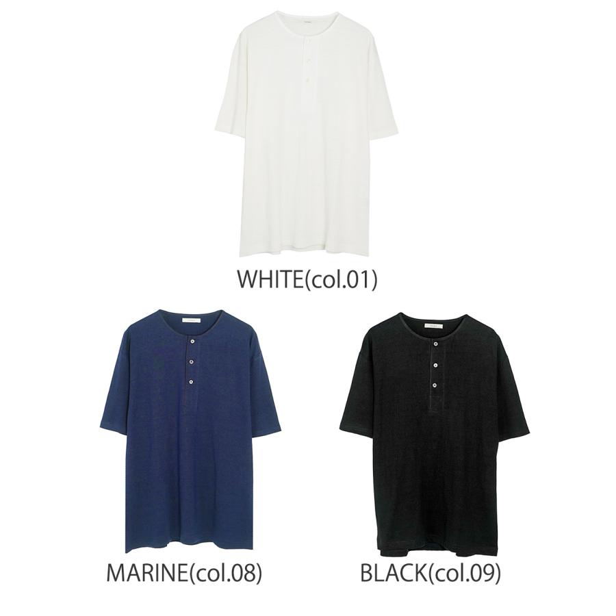 【美品】rinoneca ヘンリーネックプルオーバー Marine サイズL リノネカ rinoneca Tシャツ リネン100% 10オンス ヘンリーネック プル