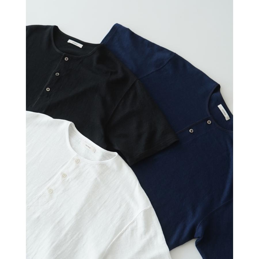 リノネカ rinoneca Tシャツ リネン100% 10オンス ヘンリーネック プル