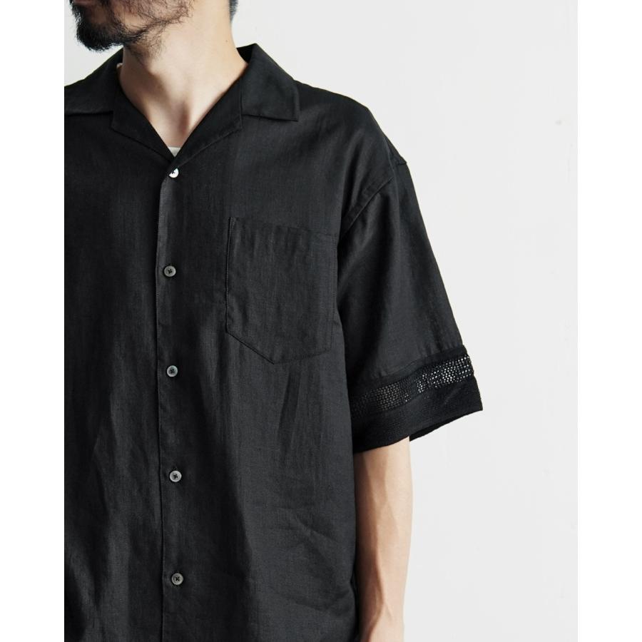 ポイント10倍】リノネカ rinoneca リネンメッシュオープンカラーシャツ