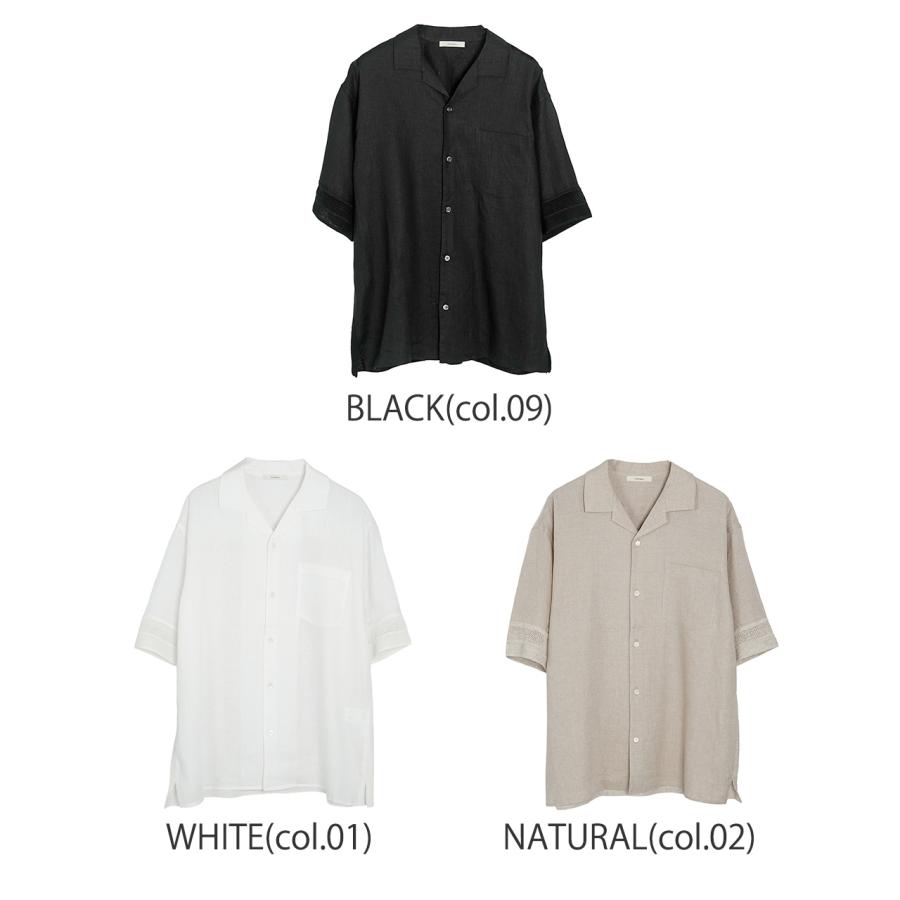 リノネカ rinoneca リネンメッシュオープンカラーシャツ LINEN MESH