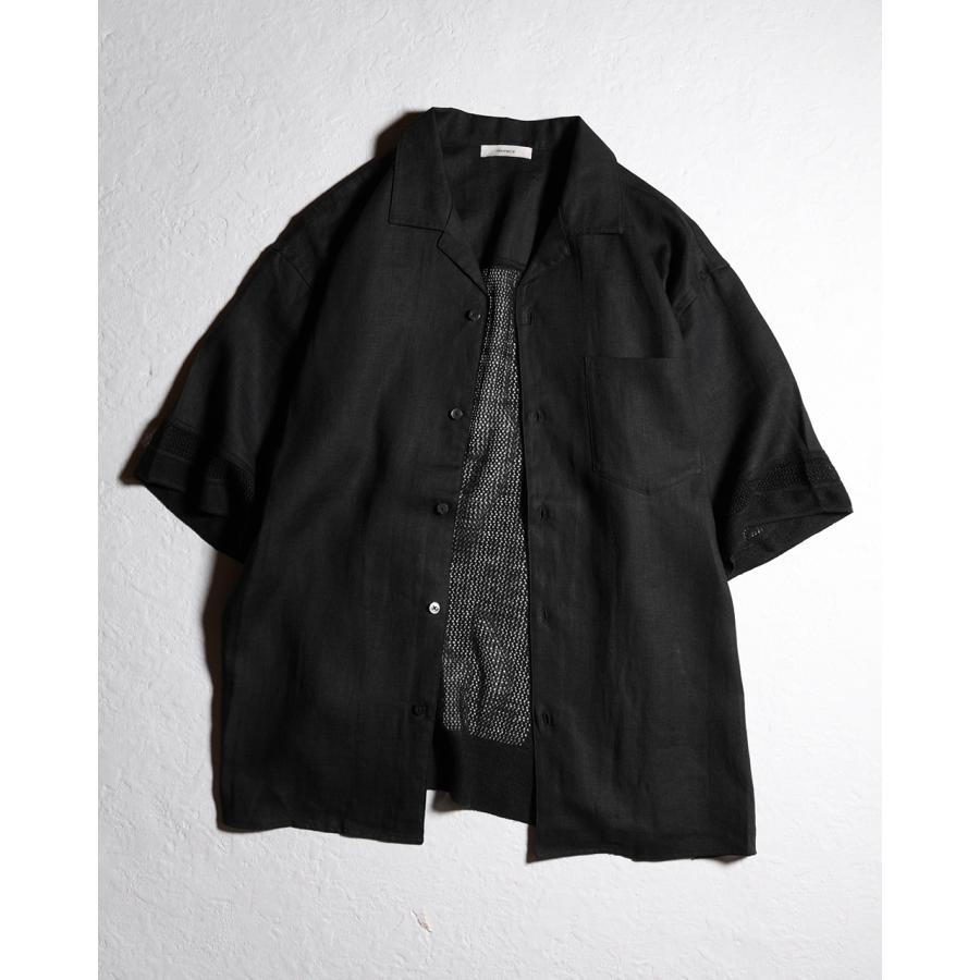 リノネカ rinoneca リネンメッシュオープンカラーシャツ LINEN MESH