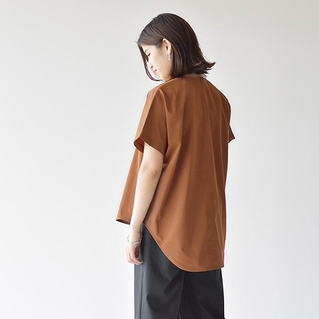 サクラ SACRA ワイドシルエット バックジップ ノーカラー ブラウス