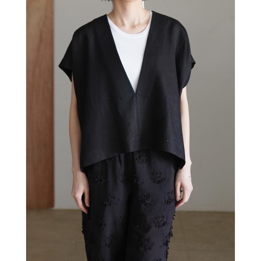 SACRA / サクラ | 2023SS | WRINKLES LINEN TOP リネントップス | 38 | ブラック | レディース SACRA / サクラ | 2023SS | WRINKLES LINEN TOP リネントップス | 38