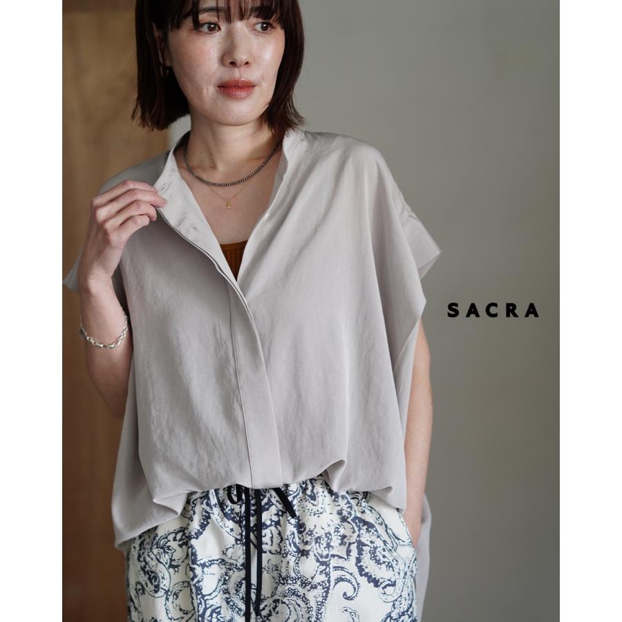 SACRA（サクラ） トリアセテート マイクロ クレープ シャツ レディース