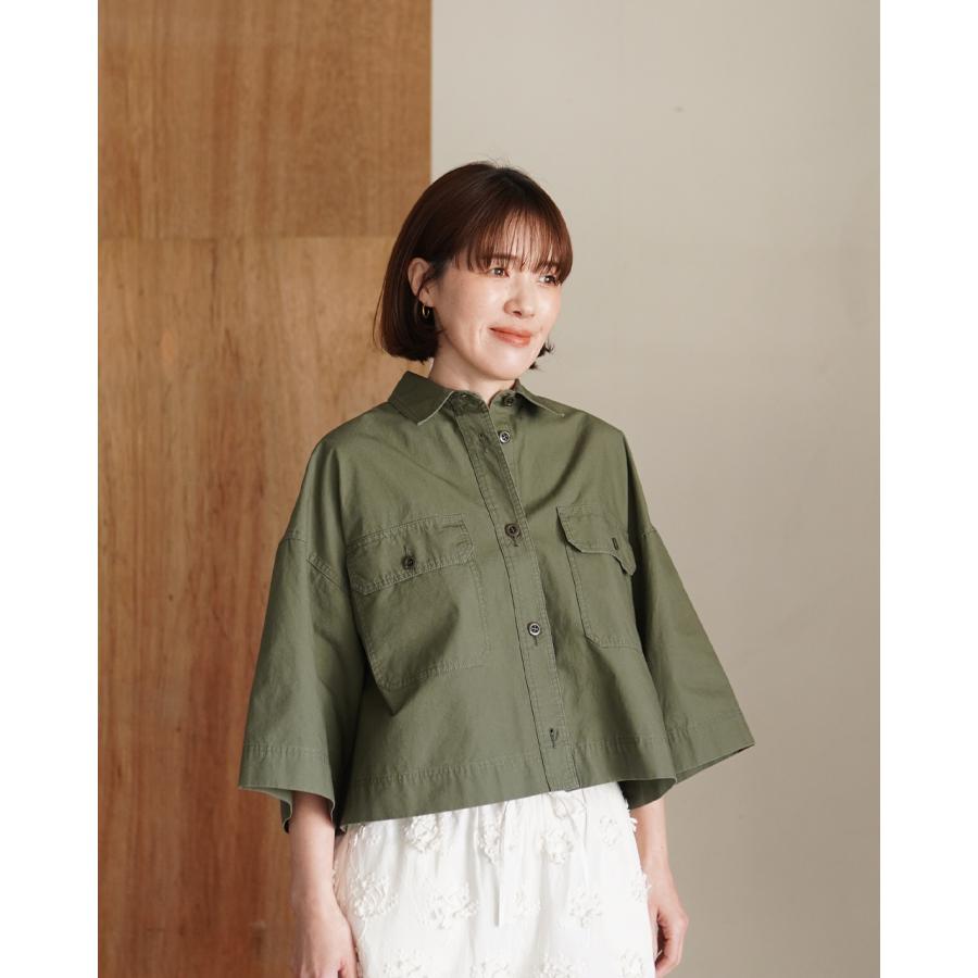 SACRA（サクラ） シャツ コットンホースクロス クロップドシャツ