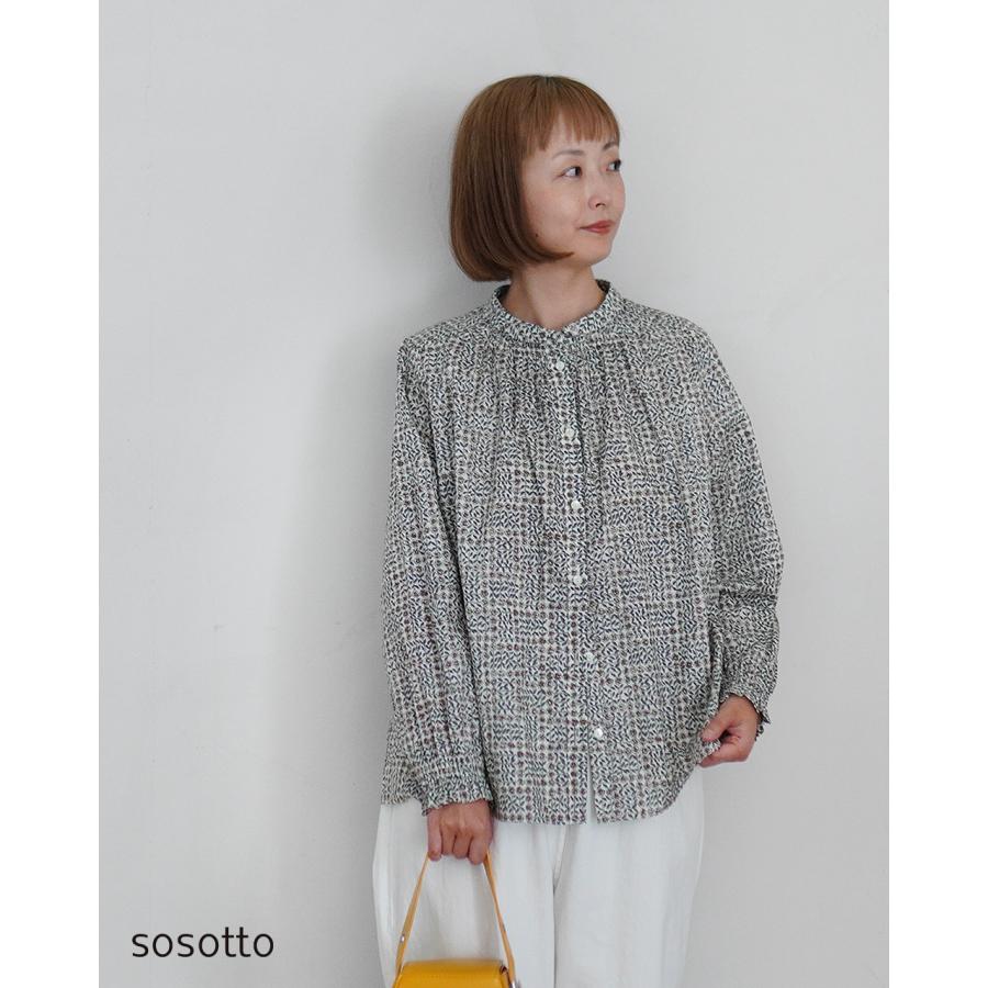 新品未使用タグ付き　liberty【sosotto】バンドカラーコットンシャツ sosotto（ソソット） sosotto【日本別注色】LIBERTY PRINT ブラウス