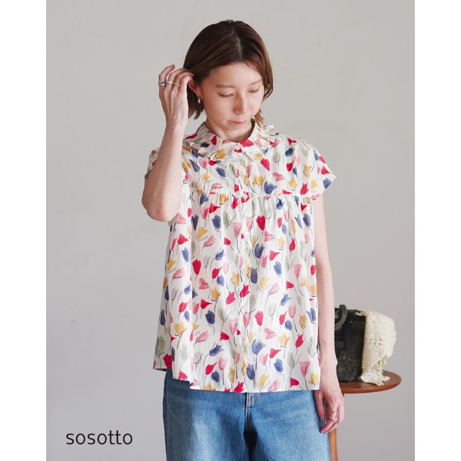 sosotto（ソソット） ブラウス LIBERTY タナローン タック 衿フレンチ