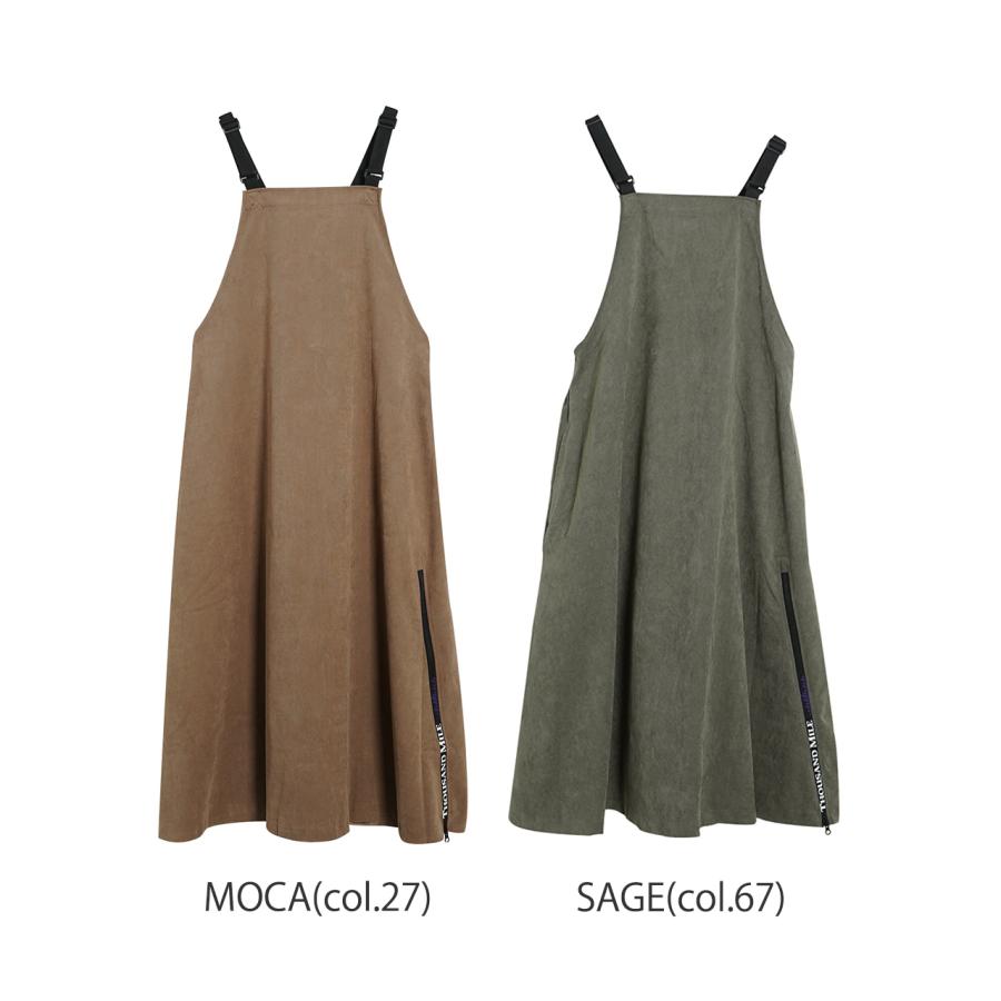 THOUSAND MILEサロペットスカート　ナイロン・ポリウレタン　カーキ THOUSAND MILEサロペットスカート ナイロン・ポリウレタン