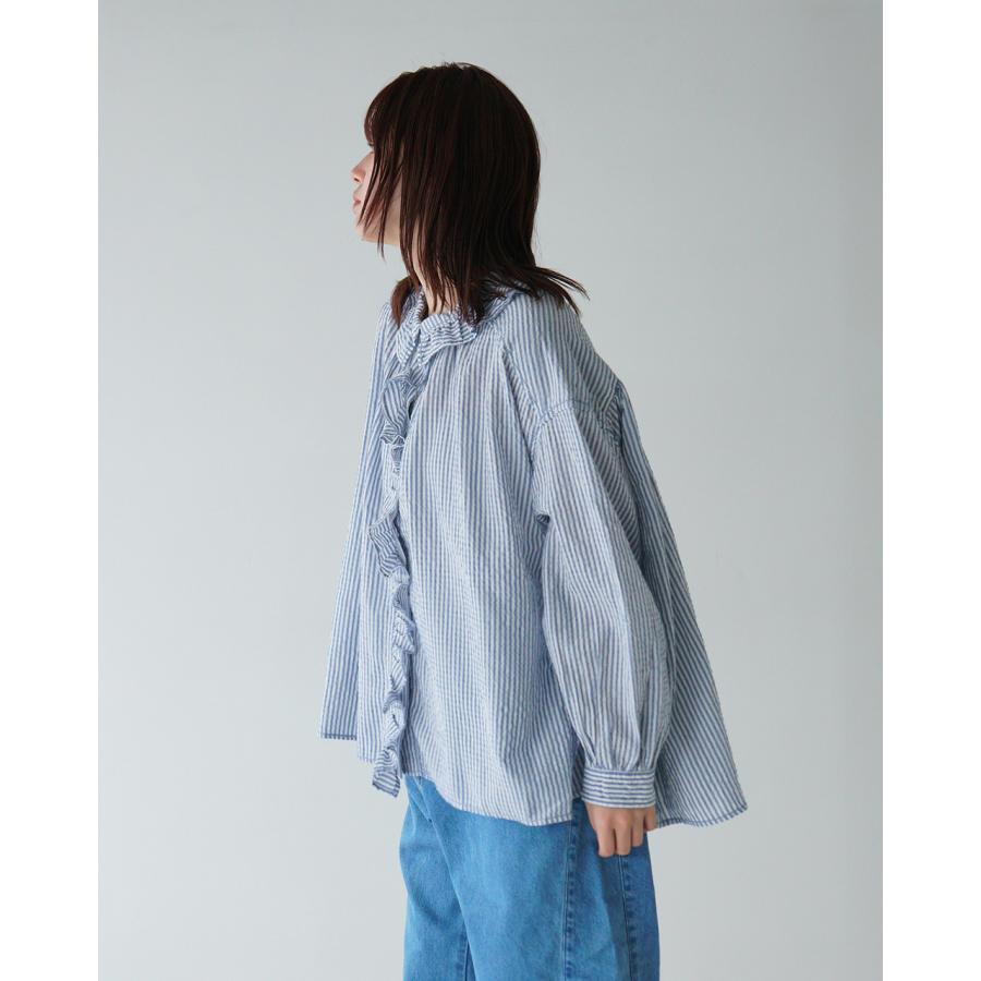 tumugu（ツムグ） SALE！ツムグ ふわふわストライプ フリルブラウス 