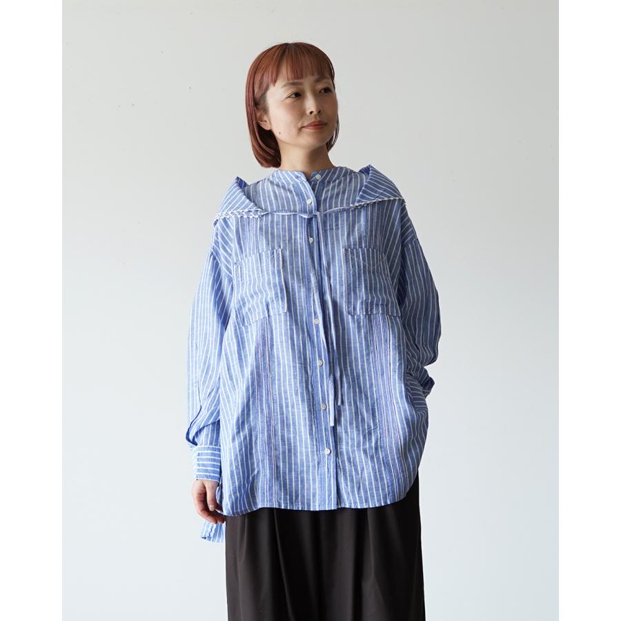 tumugu（ツムグ） SALE！ツムグ シャツ テンセルリネンストライプ