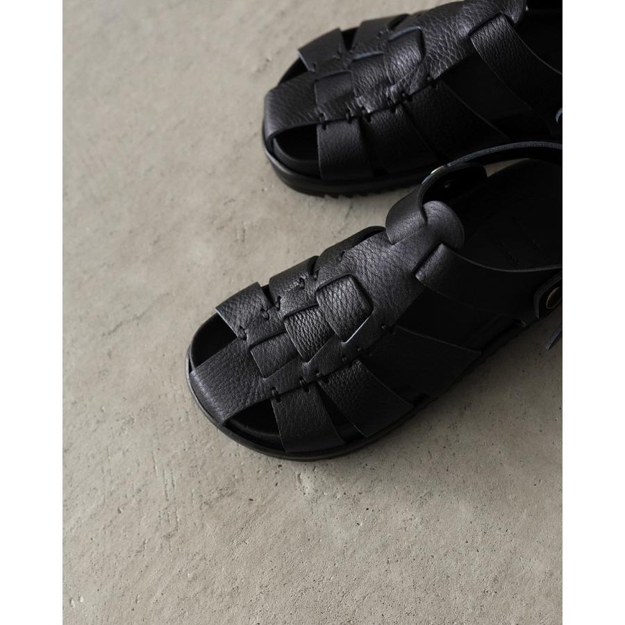 tumugu x hcubuch 黒 サンダル tumugu（ツムグ） × フーブ × hcubuch レザーグルカサンダル
