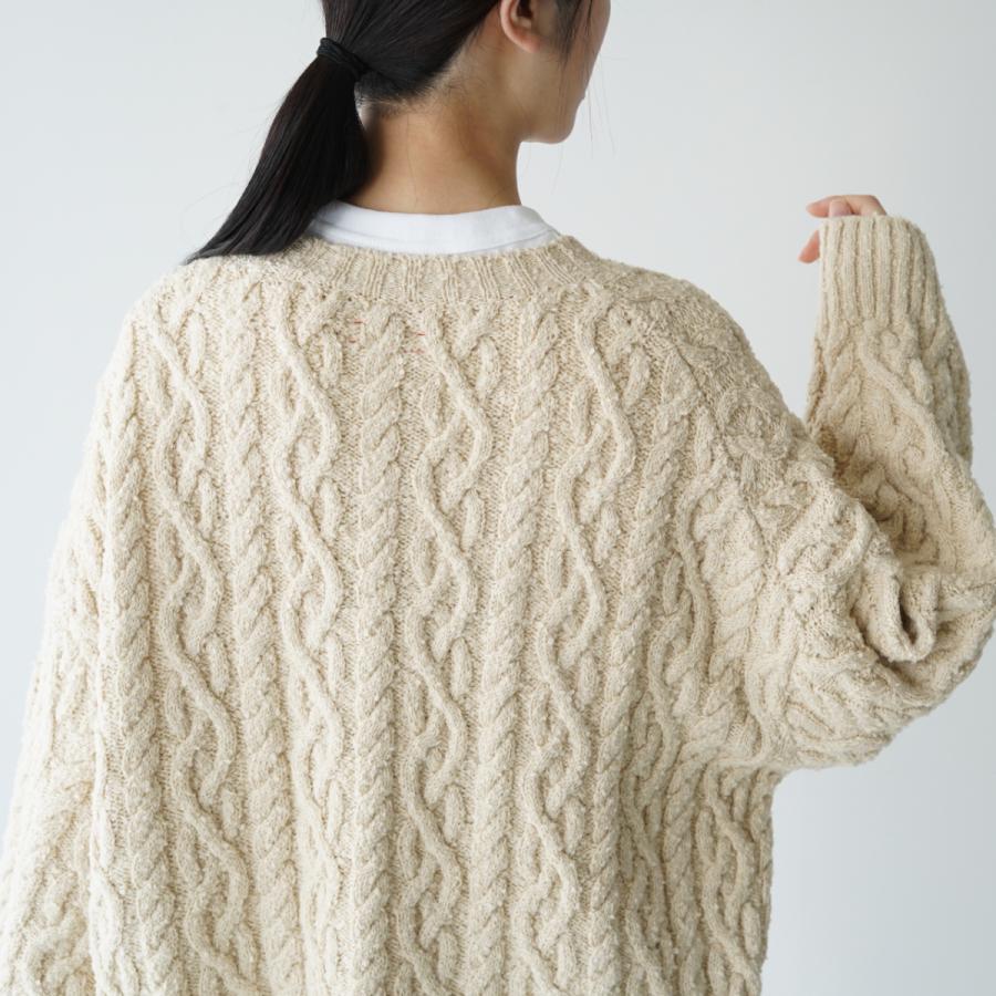 アンフィル unfil ケーブルニットセーター french merino&cotton boucle_cable-knit sweater  2021秋冬 WOFL-UW144