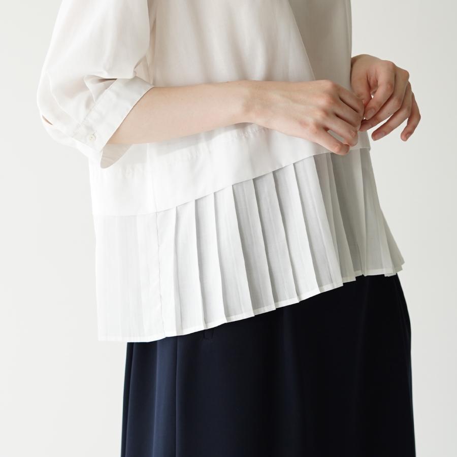 ホワイト WHYTO. ヘムプリーツ ブラウス Hem Pleats Blouse ホワイト ブラック グレー ベージュ 白 黒 灰 茶 レディース 2024春夏 WHT21FBL4004｜crouka｜07