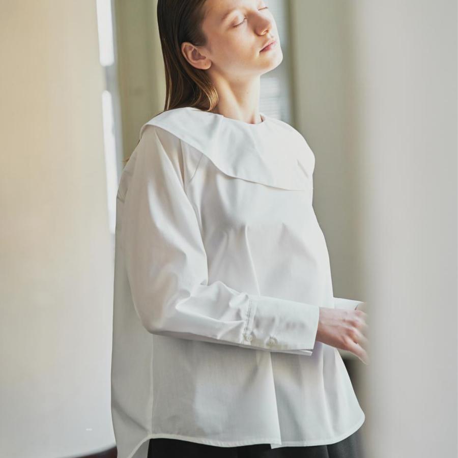 ホワイト WHYTO. アシンメトリー カラー ブラウス Asymmetry Collar Blouse ブラック ホワイト 黒 白 レディース 2023秋冬 WHT23FBL4033｜crouka｜04